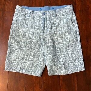 adidas Sky Blue Checkered Men's Flat Front Shorts